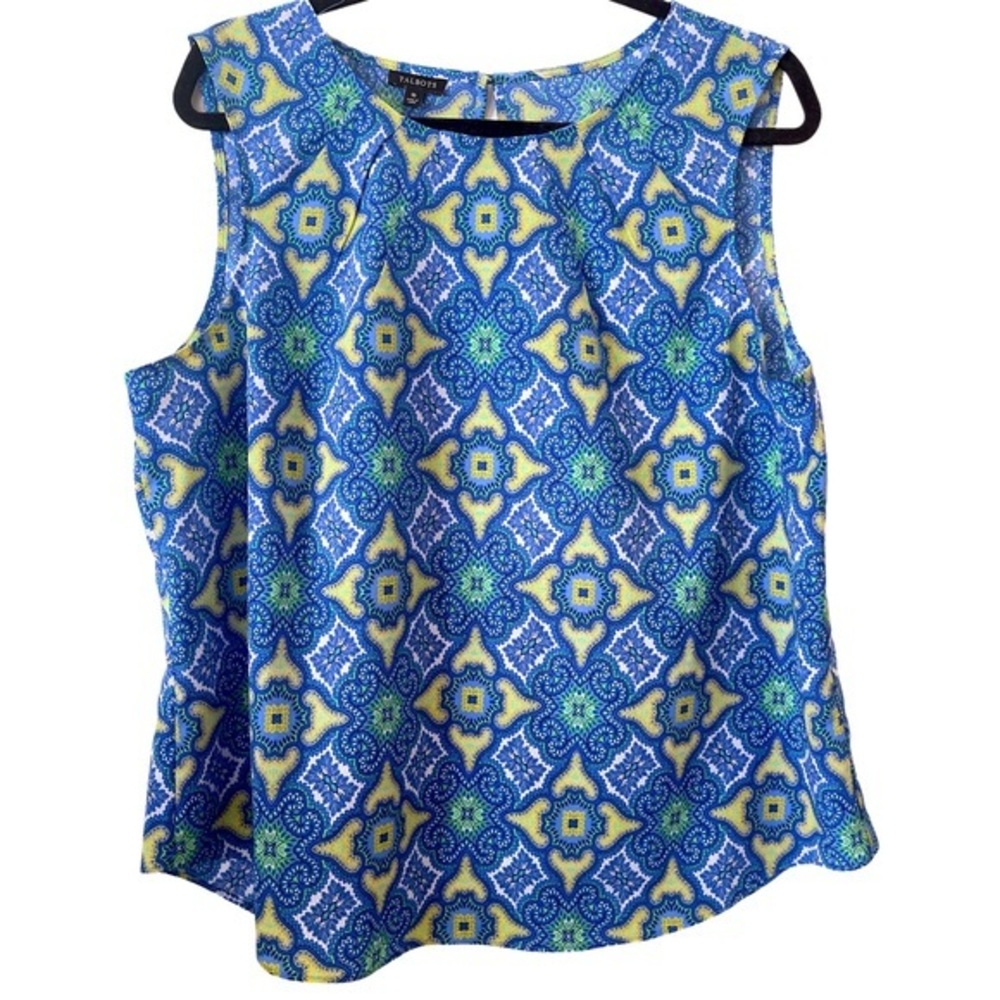 Talbots sleeveless tank blouse with‎ pattern size 16. Stretchy